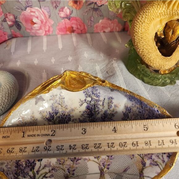 DECOUPAGE CLAM SHELL LAVENDER CLAM TRINKET DISH - Picture 7 of 9